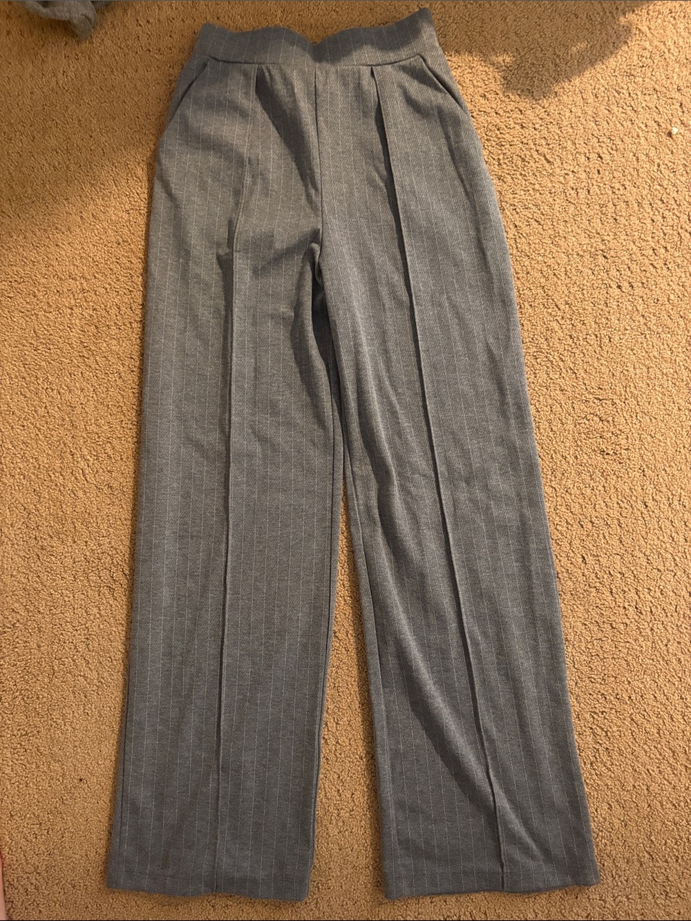 H&M Gray Pinstripe Wide-Leg Dress Pants